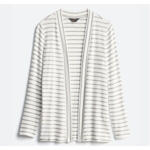 Mix by 41 Hawthorn Women's Barona Brushed Knit Cardigan Grey White Stripe Size L